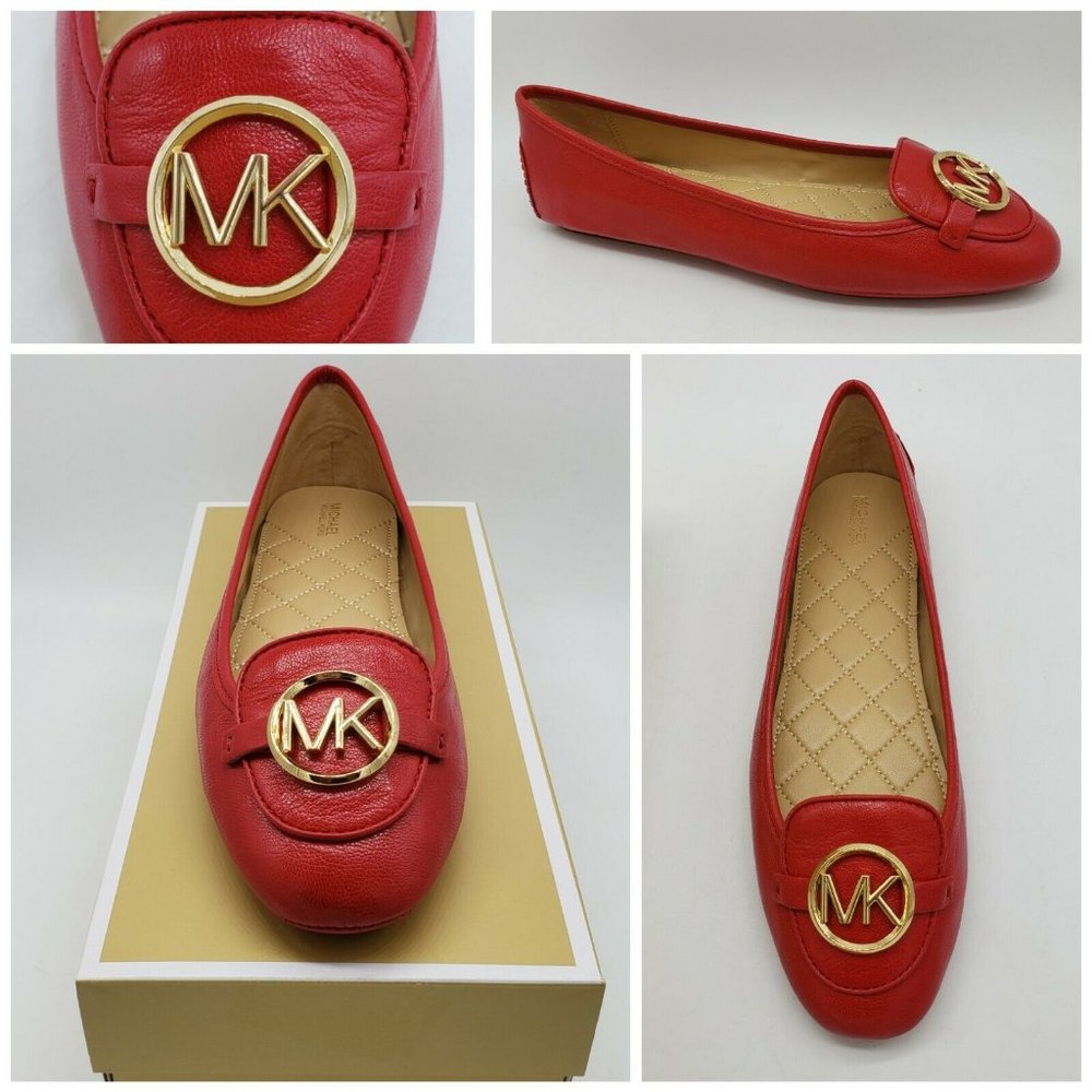 Michael Kors Womens Lillie Moc Bright Red Leather